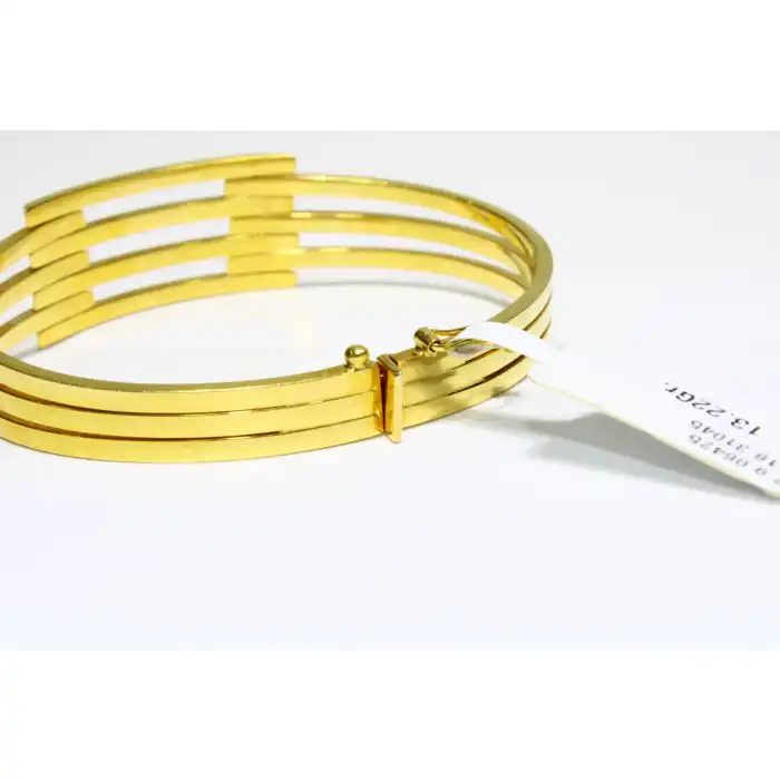 14 Ayar Altın 4 Sıralı Kaburga Kelepçe Bilezik 13.22 GR