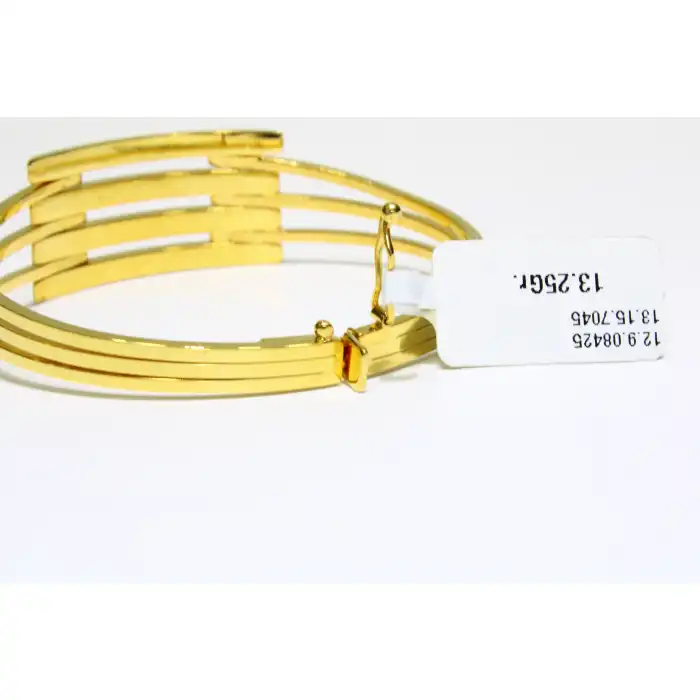 14 Ayar Altın 4 Sıralı Kaburga Kelepçe Bilezik 13.25 GR