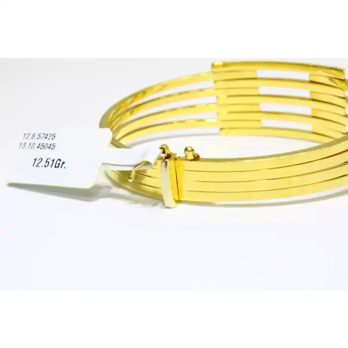 14 Ayar Altın 5 Sıralı Kaburga Kelepçe Bilezik 12.51 GR