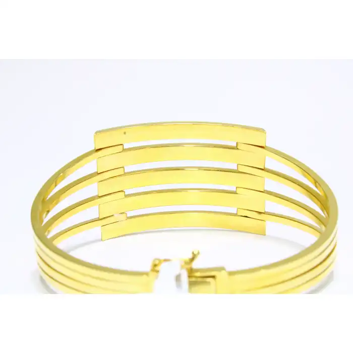 14 Ayar Altın 5 Sıralı Kaburga Kelepçe Bilezik 14.24 GR