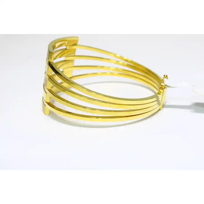 14 Ayar Altın 5 Sıralı Kaburga Kelepçe Bilezik 14.24 GR