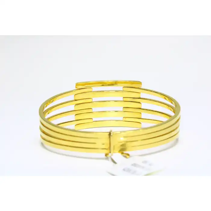 14 Ayar Altın 5 Sıralı Kaburga Kelepçe Bilezik 15.10 GR