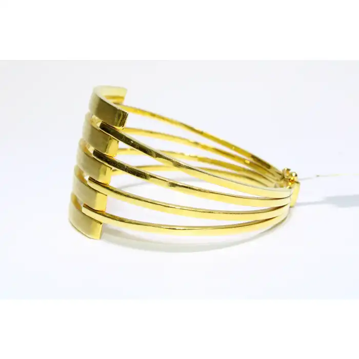 14 Ayar Altın 5 Sıralı Kaburga Kelepçe Bilezik 16.53 GR