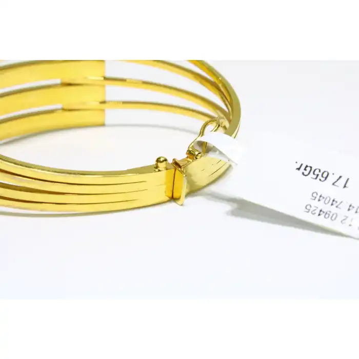 14 Ayar Altın 5 Sıralı Kaburga Kelepçe Bilezik 17.65 GR