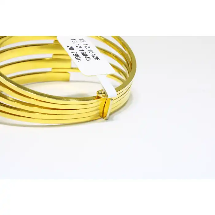 14 Ayar Altın 6 Sıralı Kaburga Kelepçe Bilezik 20.79 GR