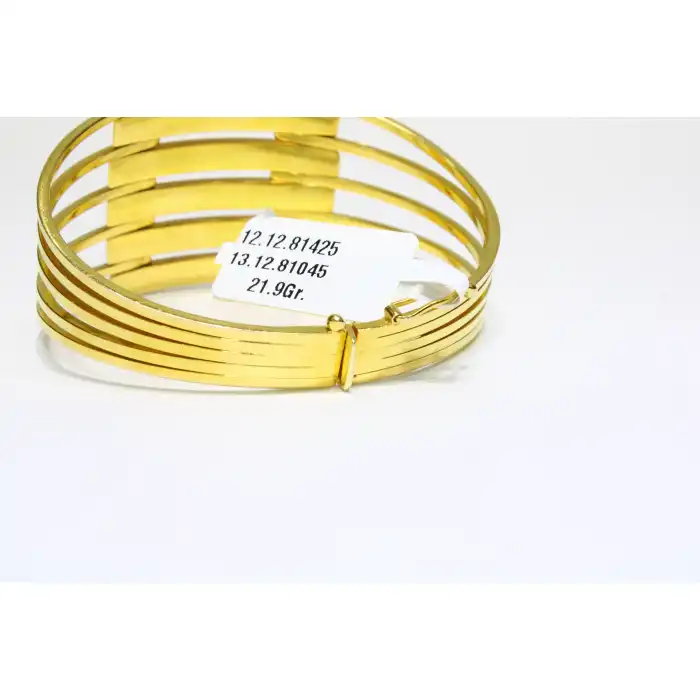 14 Ayar Altın 6 Sıralı Kaburga Kelepçe Bilezik 21.90 GR