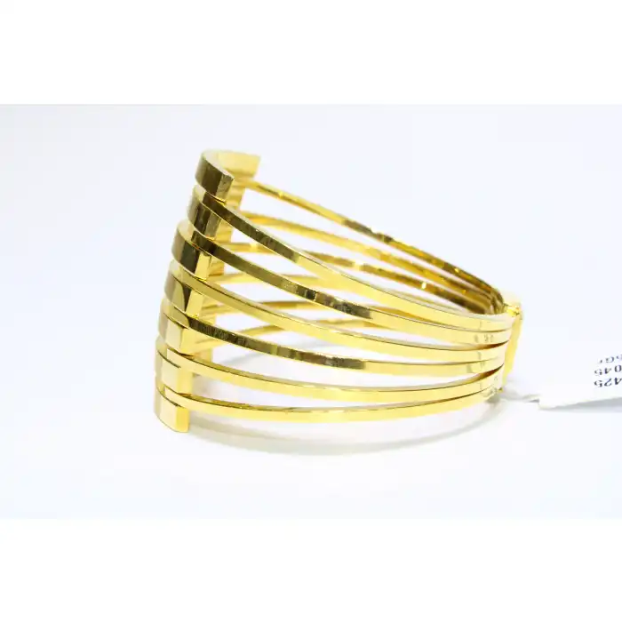 14 Ayar Altın 7 Sıralı Kaburga Kelepçe Bilezik 21.85 GR