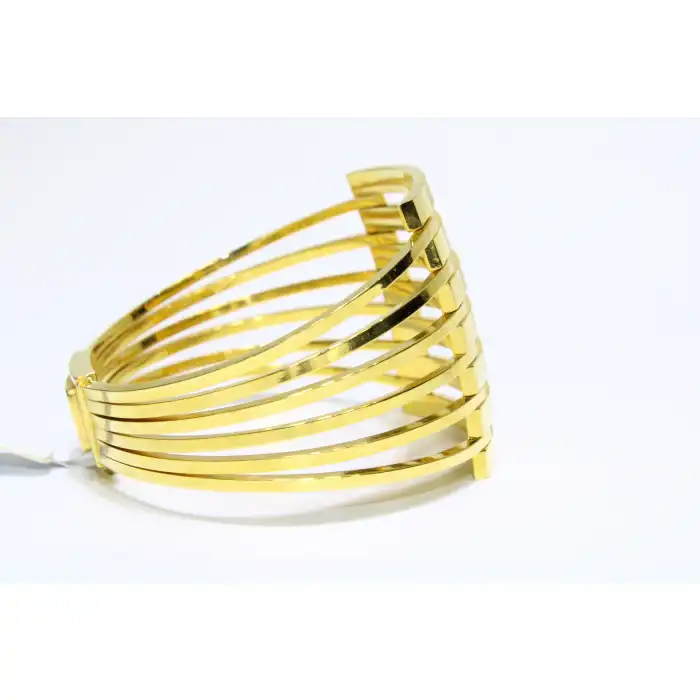 14 Ayar Altın 7 Sıralı Kaburga Kelepçe Bilezik 21.85 GR