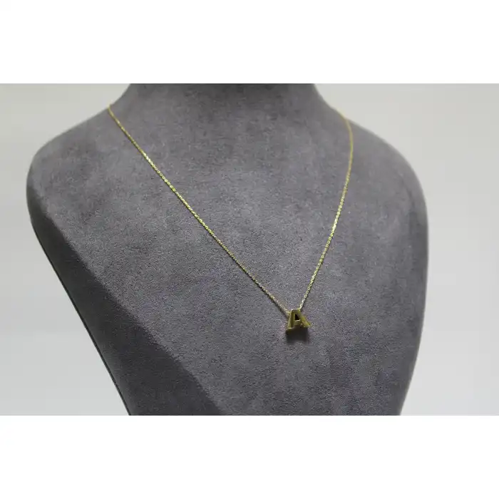 14 Ayar Altın A Harfi Kolye Zinciriyle Beraber