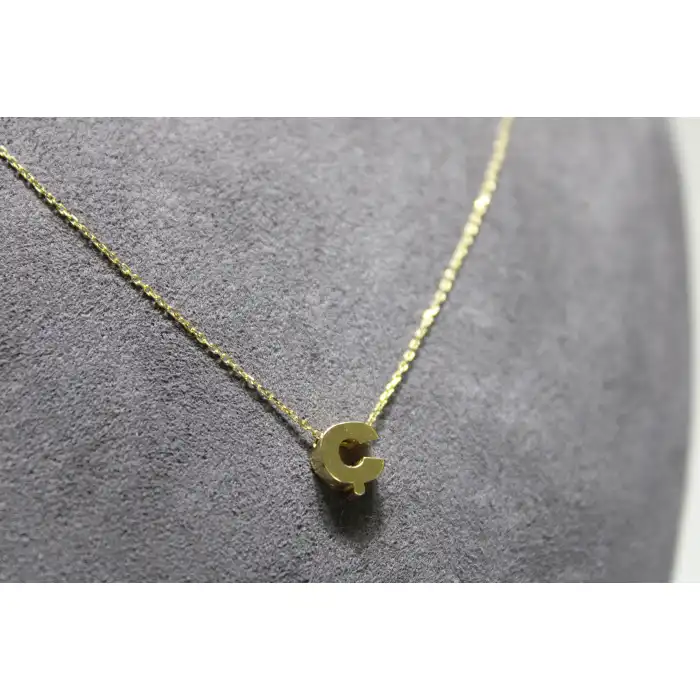 14 Ayar Altın Ç Harfi Kolye Zinciriyle Beraber