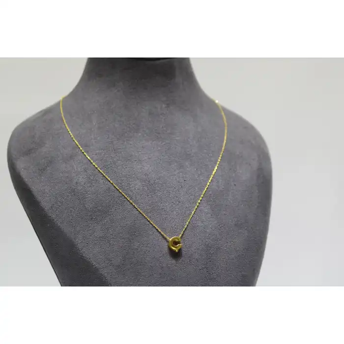 14 Ayar Altın Ç Harfi Kolye Zinciriyle Beraber