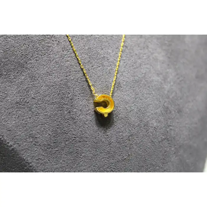 14 Ayar Altın Ç Harfi Kolye Zinciriyle Beraber