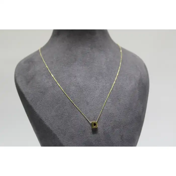 14 Ayar Altın D Harfi Kolye Zinciriyle Beraber