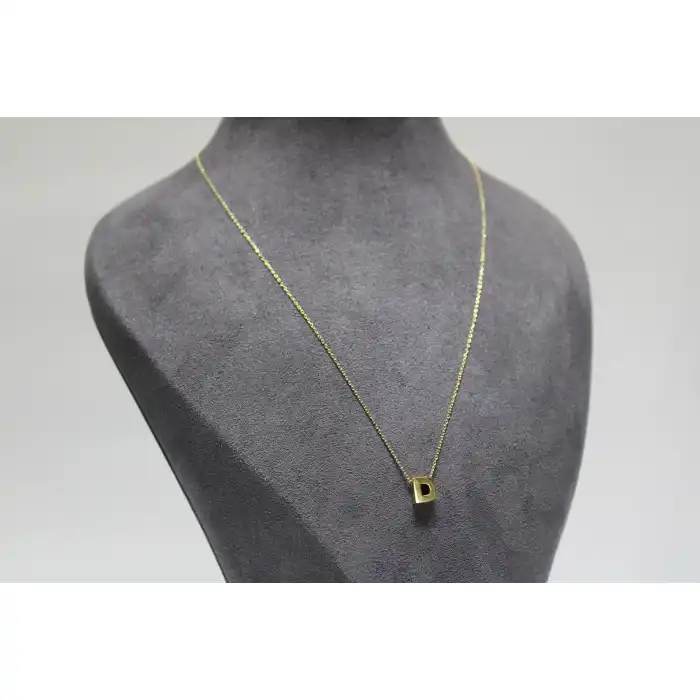 14 Ayar Altın D Harfi Kolye Zinciriyle Beraber