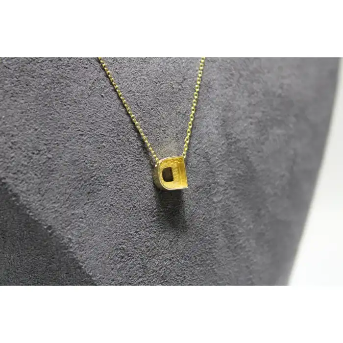 14 Ayar Altın D Harfi Kolye Zinciriyle Beraber