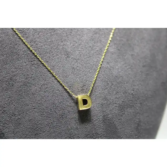 14 Ayar Altın D Harfi Kolye Zinciriyle Beraber