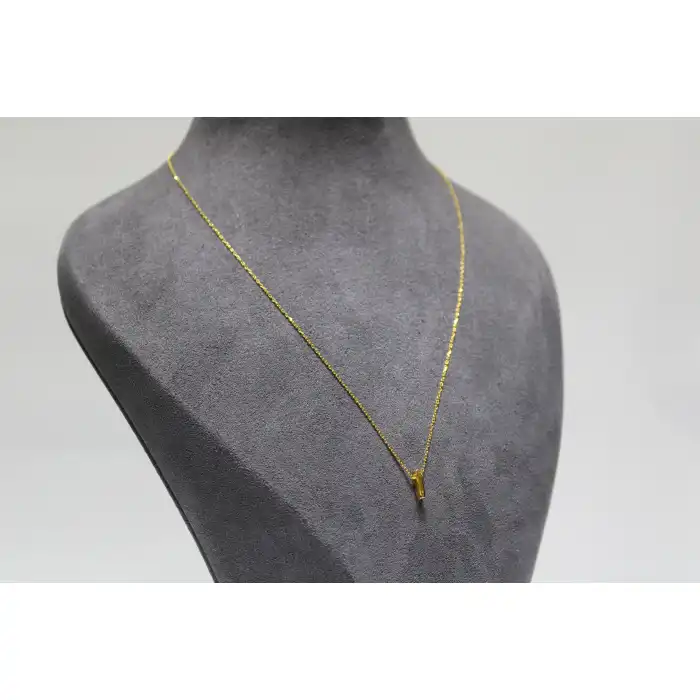 14 Ayar Altın İ Harfi Kolye Zinciriyle Beraber