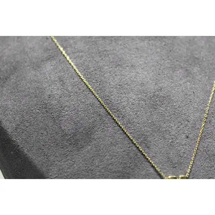 14 Ayar Altın M Harfi Kolye Zinciriyle Beraber