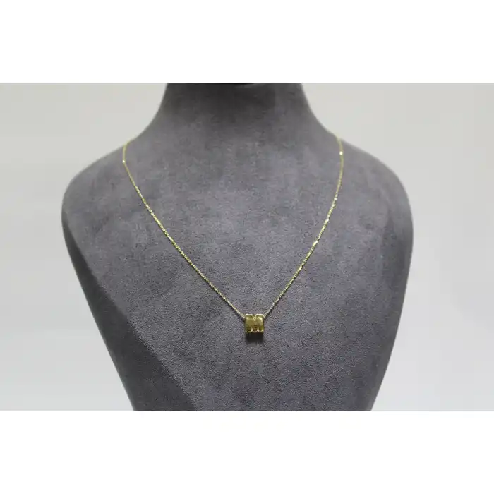 14 Ayar Altın M Harfi Kolye Zinciriyle Beraber