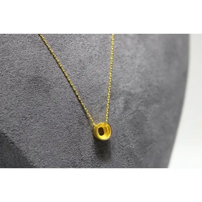 14 Ayar Altın O Harfi Kolye Zinciriyle Beraber