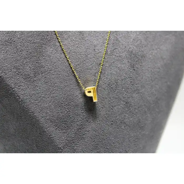 14 Ayar Altın P Harfi Kolye Zinciriyle Beraber