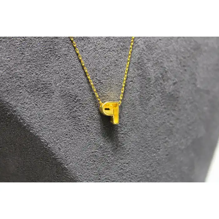 14 Ayar Altın P Harfi Kolye Zinciriyle Beraber