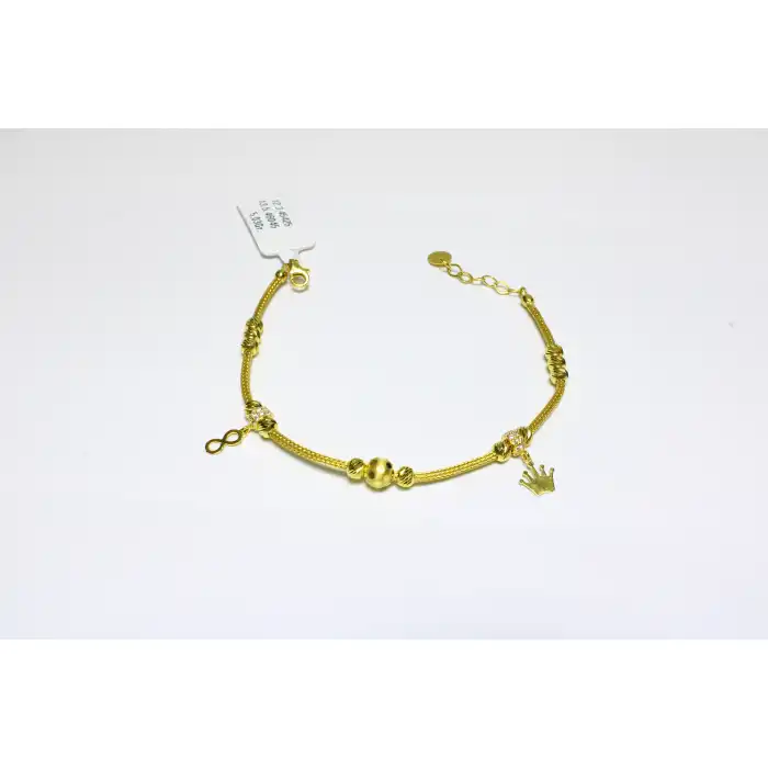 14 Ayar Altın Sonsuzluk Taç Dorikalı Bileklik Künye