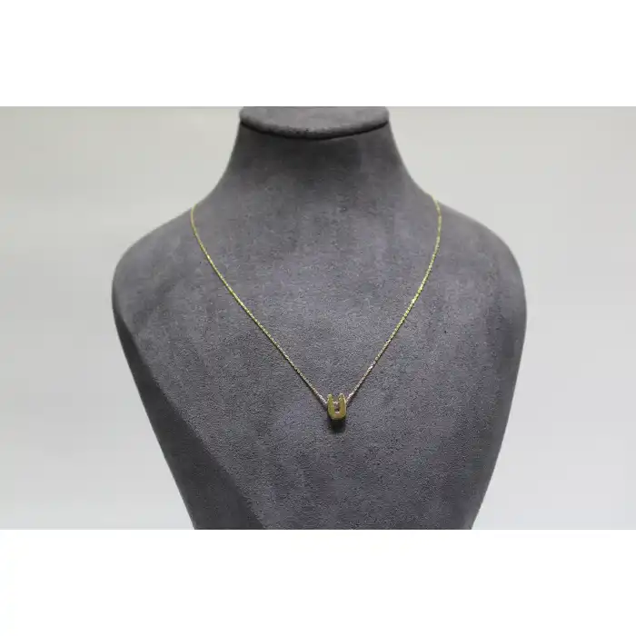 14 Ayar Altın Ü Harfi Kolye Zinciriyle Beraber