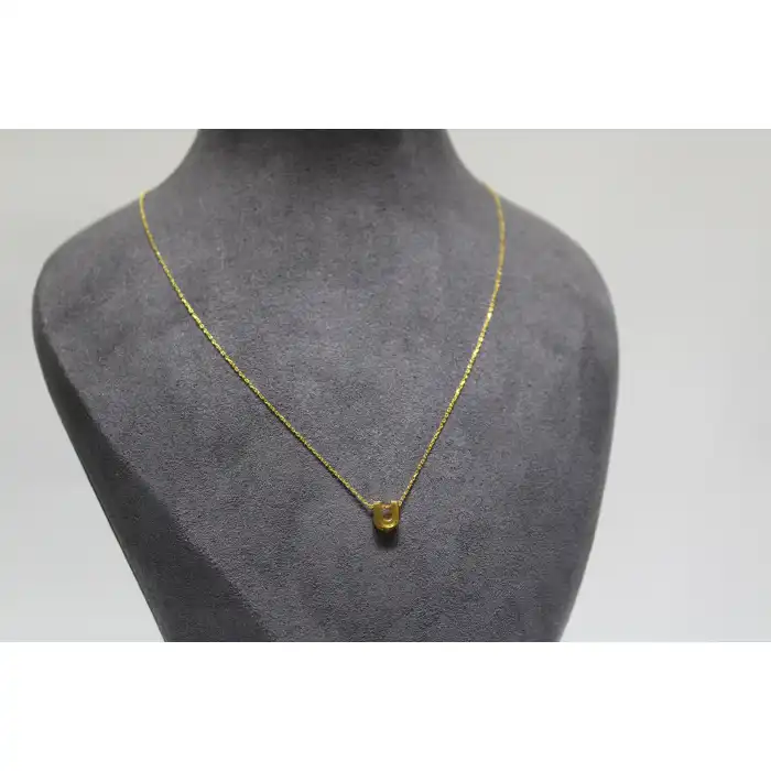 14 Ayar Altın U Harfi Kolye Zinciriyle Beraber