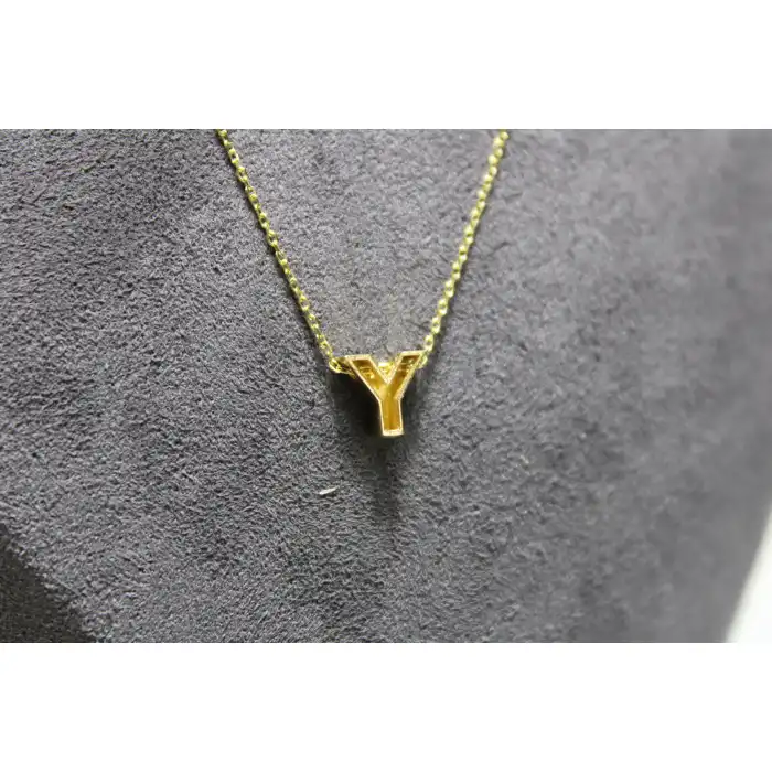 14 Ayar Altın Y Harfi Kolye Zinciriyle Beraber