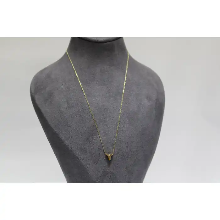 14 Ayar Altın Y Harfi Kolye Zinciriyle Beraber