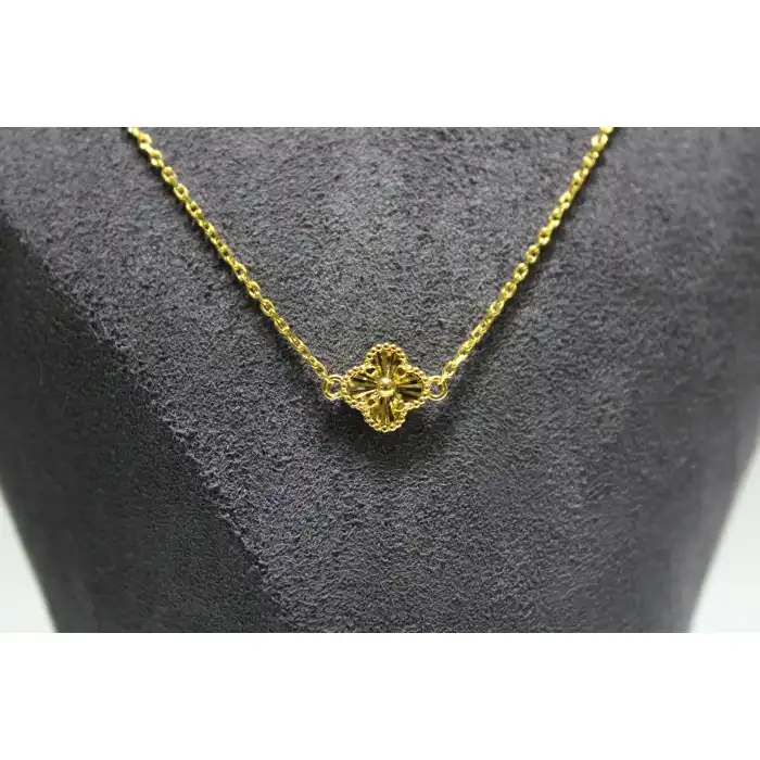 14 Ayar Gerçek Altın Dorikalı Yonca Kolye