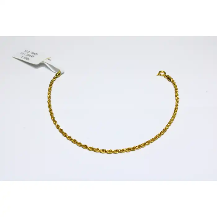 14 Ayar Gerçek Altın Günlük Halat Künye Bileklik