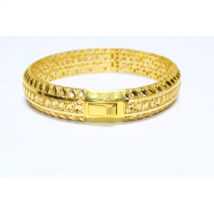 22 Ayar Altın 3 Sıralı Pullu Model Kelepçe Bilezik 17.67 GR