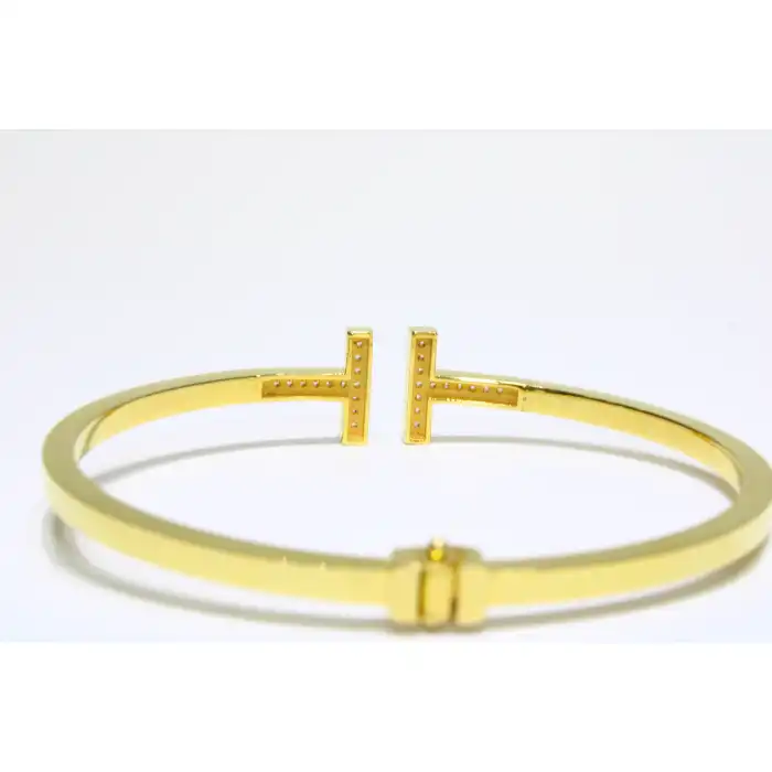 22 Ayar Altın T Modeli Taşlı Kelepçe Bilezik 11.81 GR KLP2136