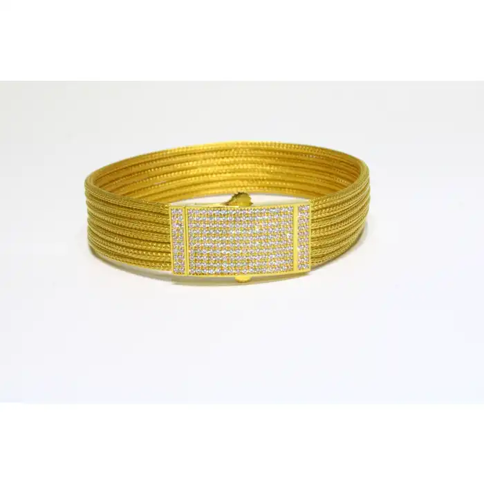 22 Ayar Altın Taşlı Trabzon Hasırı Modeli Kelepçe Bilezik 25.85 GR KLP1220