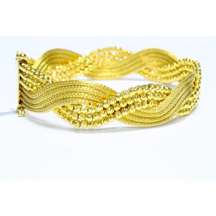 14 Ayar Altın Sarmal Dorikalı Hasır Kelepçe Bilezik  24.65 GR