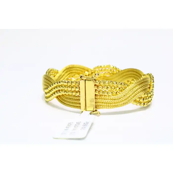 14 Ayar Altın Sarmal Dorikalı Hasır Kelepçe Bilezik  24.65 GR