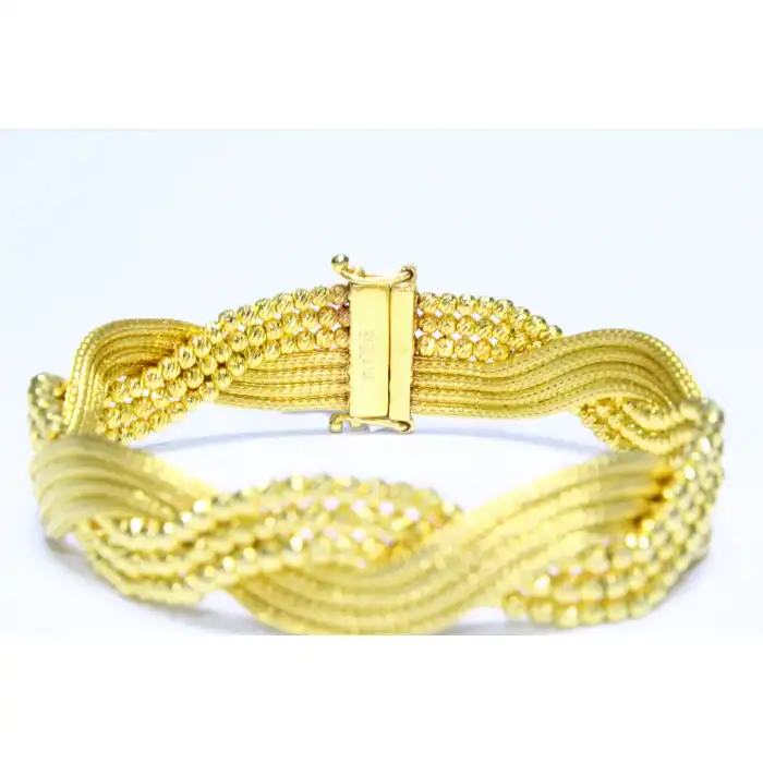 14 Ayar Altın Sarmal Dorikalı Hasır Kelepçe Bilezik  24.65 GR