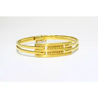 14 Ayar Altın 3 Sıralı Dorikalı Kaburga Kelepçe Bilezik 9.61 GR