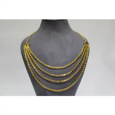 14 Ayar Altın 4 Sıra Pullu Kolye