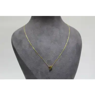 14 Ayar Altın P Harfi Kolye Zinciriyle Beraber