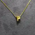 14 Ayar Altın P Harfi Kolye Zinciriyle Beraber