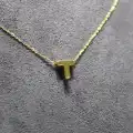 14 Ayar Altın T Harfi Kolye Zinciriyle Beraber