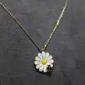 14 Ayar Gerçek Altın Uğurböcekli Papatya Model Kolye