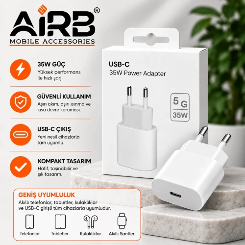 35W USB-C PD Hızlı Şarj Adaptörü (iPhone Uyumlu)