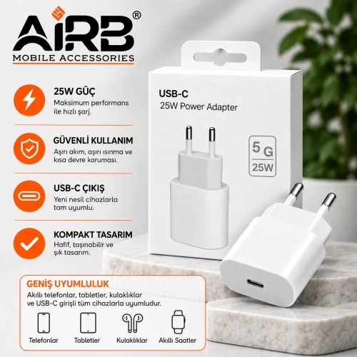 25W USB-C PD Hızlı Şarj Adaptörü (iPhone Uyumlu)