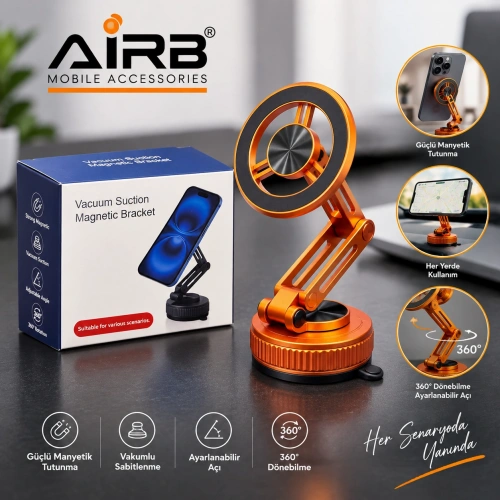 AiRB GT-102 Vakumlu Manyetik Telefon Tutucu