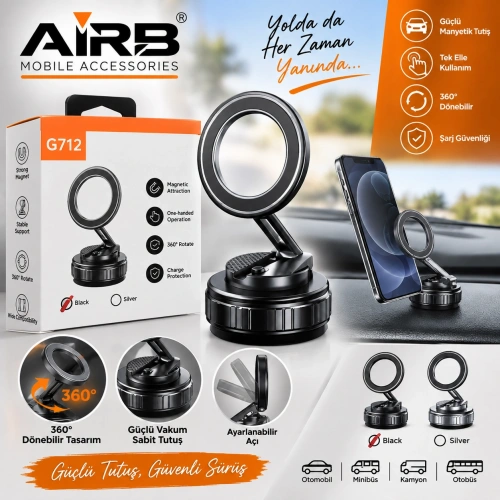AiRB G-712 Vakumlu Manyetik Telefon Tutucu