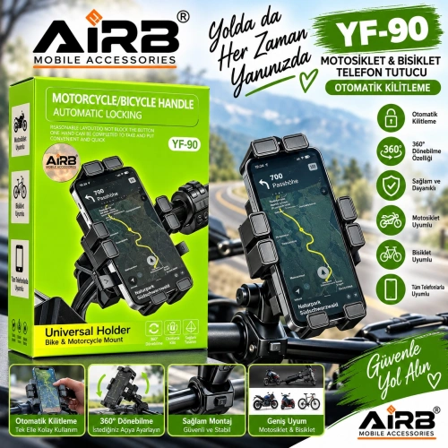 AiRB YF-90 Motosiklet ve Bisiklet Telefon Tutucu